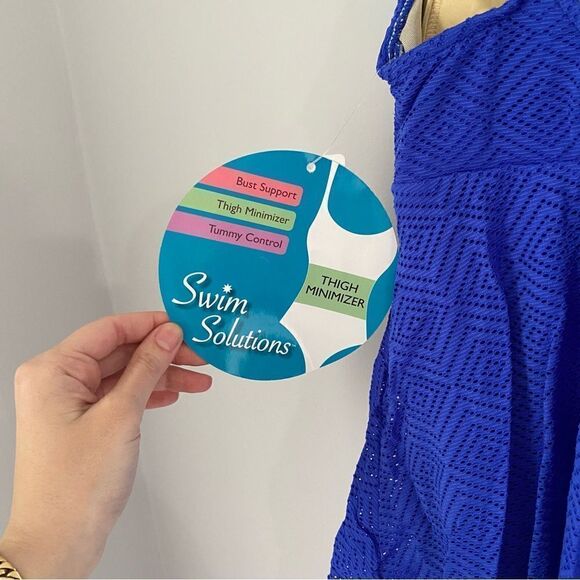 Swim Solutions Women's Flyaway Twist-Front Crochet Tummy-Control Swimdress 8 - Picture 5 of 5